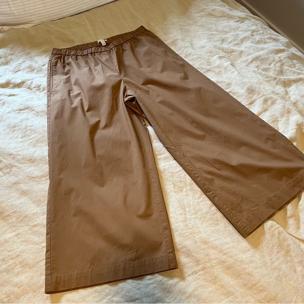 Eileen Fisher Organic Cotton Poplin Wide Cropped Pant Medium Petite